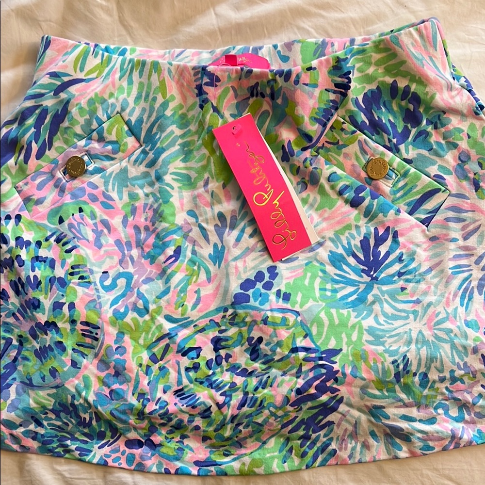 NWT Women’s Lilly Pulitzer Pink Green Bubble Mini Skort